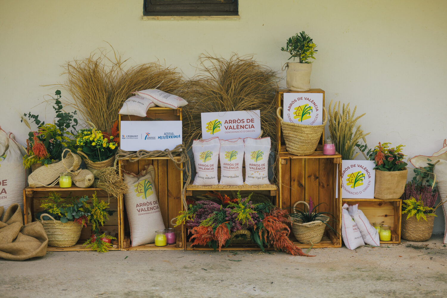 beautiful stand of rice bags
