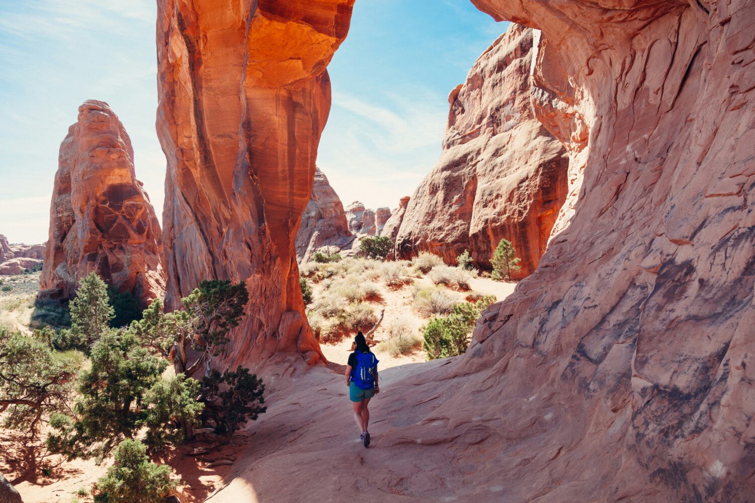 Woman walking on desert